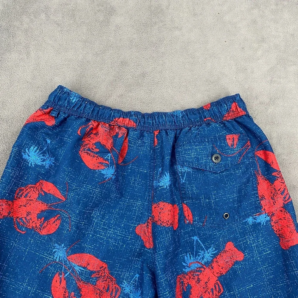 St. John's Bay Trunks Shorts Mens L Blue Red Lobster Print Mesh Lined High Rise